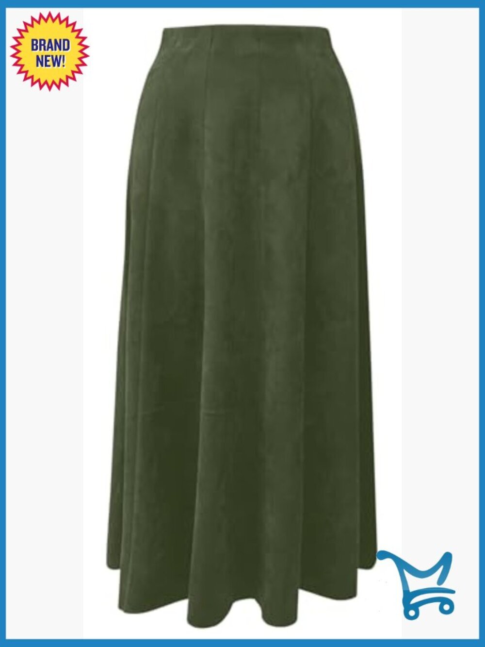 Midi Faux Suede Flare Skirt with Stretch Panel Western Style - Picture 3 of 5